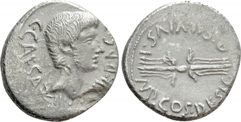 OCTAVIAN. Denarius (40 BC). Military mint traveling with Octavian in Italy; Q. S...