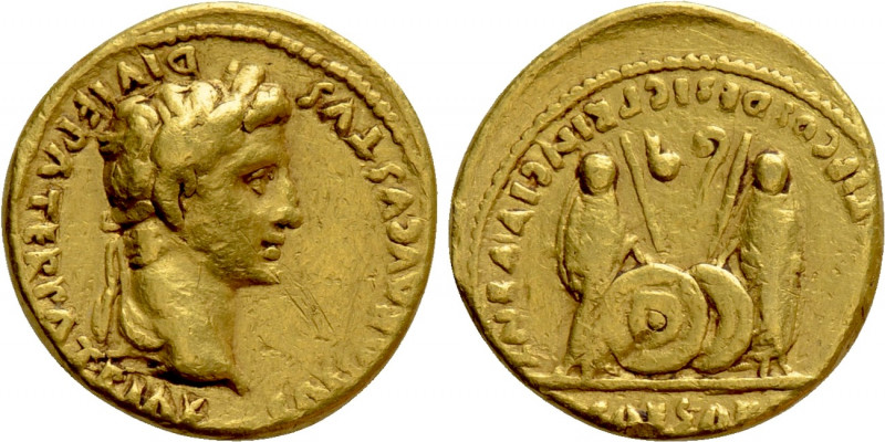 AUGUSTUS (27 BC-14 AD). GOLD Aureus. Lugdunum. 

Obv: CAESAR AVGVSTVS DIVI F P...