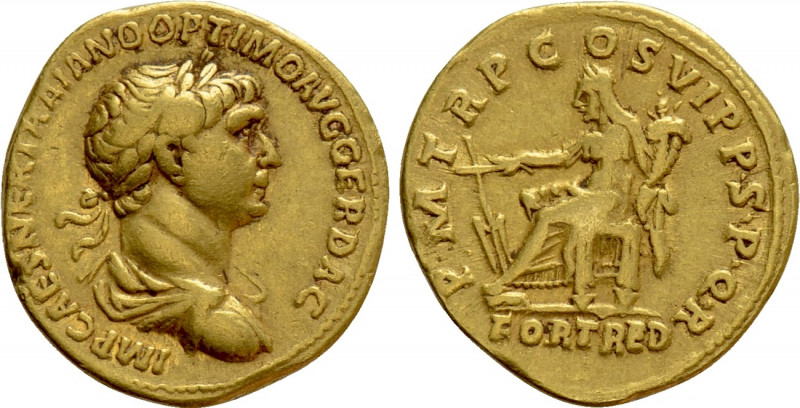 TRAJAN (98-117). GOLD Aureus. Rome.

Obv: IMP CAES NER TRAIANO OPTIMO AVG GER ...