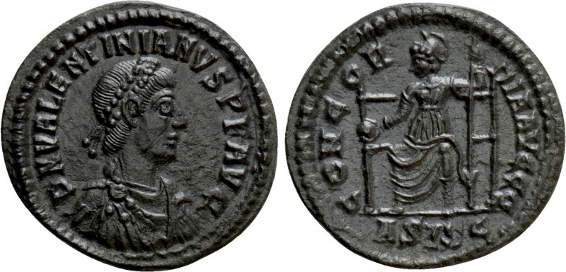 VALENTINIAN II (364-375). Ae. Siscia. 

Obv: D N VALENTINIANVS P F AVG. 
Diad...