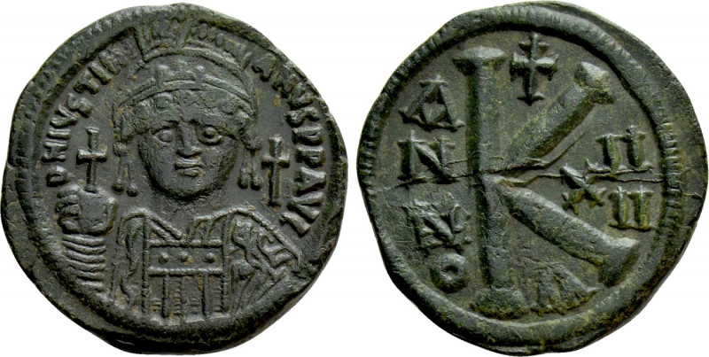 JUSTINIAN I (527-565). Half Follis. Constantinople. Dated RY 14 (540/1). 

Obv...