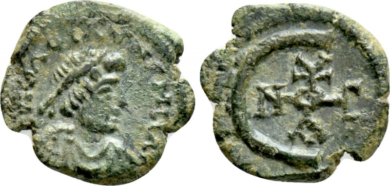 JUSTINIAN I (527-565). Pentanummium. Theoupolis (Antioch). 

Obv: Diademed, dr...