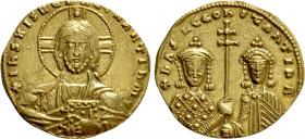 BASIL II BULGAROKTONOS with CONSTANTINE VIII (976-1025). GOLD Histamenon Nomisma. Constantinople