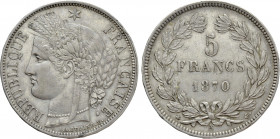 FRANCE. Third Republic (1870-1940). 5 Francs (1870-A). Paris