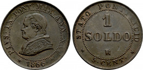 ITALY. Papal States. Pius IX (1846-1870). 1 Soldo (1866/XXI). Rome