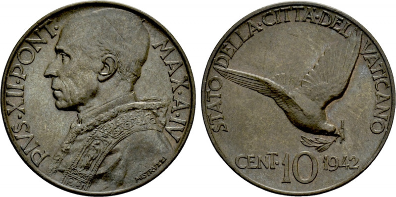 ITALY. Vatican. Pius XII (1939-1958). 10 Centesimi (1942/IV). 

Obv: PIVS XII ...