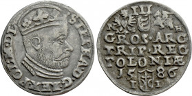 POLAND. Stefan Batory (1576-1586). 3 Gröscher - Trojak (1586-ID). Olkusz