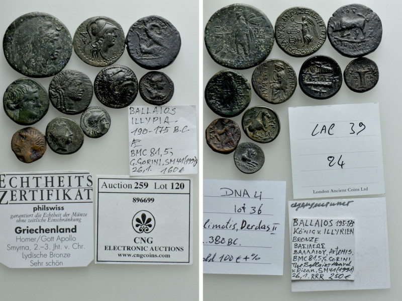 10 Greek Coins. 

Obv: .
Rev: .

. 

Condition: See picture.

Weight: g...