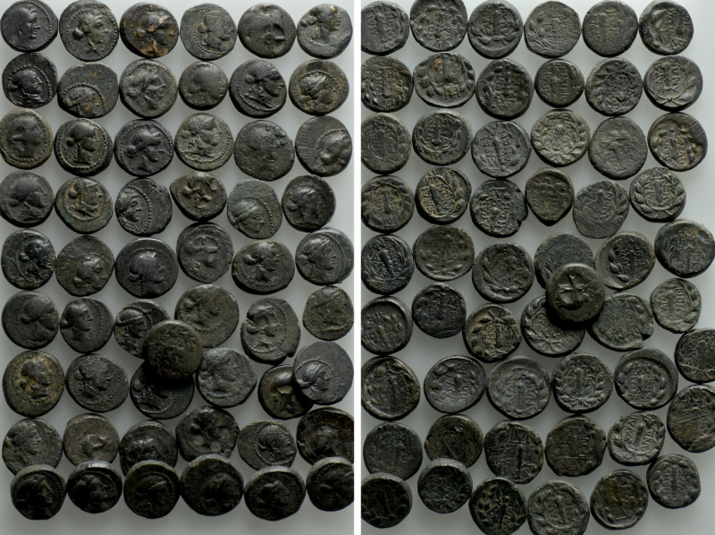 Circa 55 Greek Coins. 

Obv: .
Rev: .

. 

Condition: See picture.

Wei...