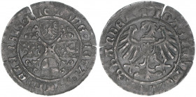 Joachim I. 1499-1535
Brandenburg. Groschen, 1516. Berlin
2,04g
Bahrf. 196 e
ss/vz