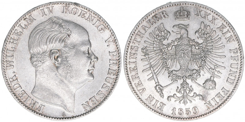 Friedrich Wilhelm IV. 1840-1861
Preussen. Vereinstaler, 1859 A. 18,52g
AKS 78
vz...