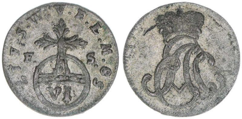Ernst August Konstantin 1756-1759
Sachsen-Weimar-Eisenach. 6 Pfennige, 1758 FS. ...