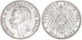 Friedrich II. 1907-1918
Baden. 3 Mark, 1911 G. 16,64g
J.39
vz