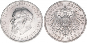 Ludwig III. 1913-1918
Bayern. 5 Mark, 1914 D. 27,80g
J.53
vz+