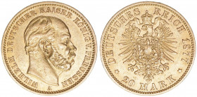 Wilhelm II. 1888-1918
Preussen. 20 Mark, 1877 A. Gold
7,93g
J.246
vz