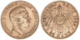 Wilhelm II. 1888-1918
Preussen. 20 Mark, 1898 A. Gold
7,94g
J.252
ss/vz
