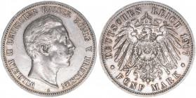 Wilhelm II. 1888-1918
Preussen. 5 Mark, 1907 A. 27,78g
J.104
ss/vz