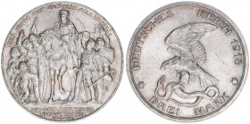 Wilhelm II. 1888-1918
Preussen. 3 Mark, 1913 A. zur Jahrhundertfeier der Befreiungskriege gegen Frankreich
16,67g
J.110
stfr-