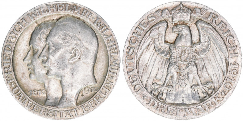 Wilhelm II. 1888-1918
Preussen. 3 Mark, 1910 A. zur Jahrhundertfeier der Univers...