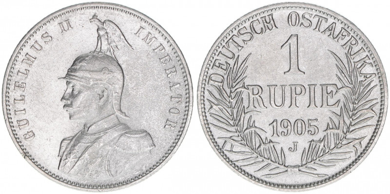 Wilhelm II. 1888-1918
Preussen. 1 Rupie, 1905 J. Deutsch Ostafrika
11,59g
J.N 72...