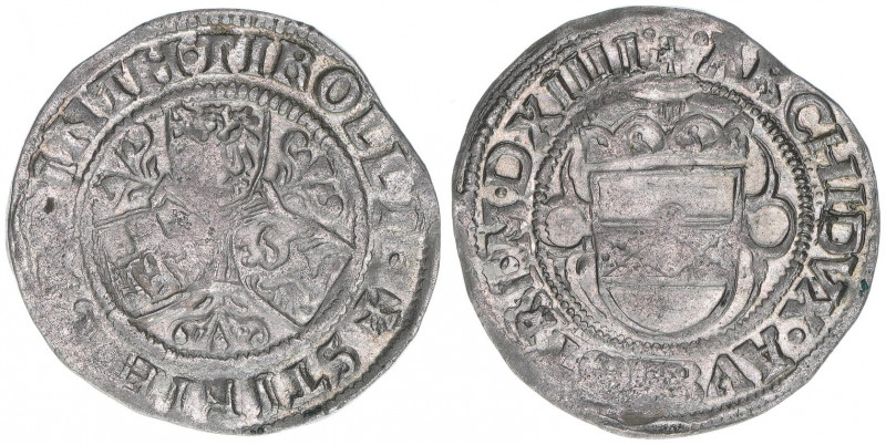 Maximilian I.
Halbbatzen, 1514. Graz
2,04g
ss+