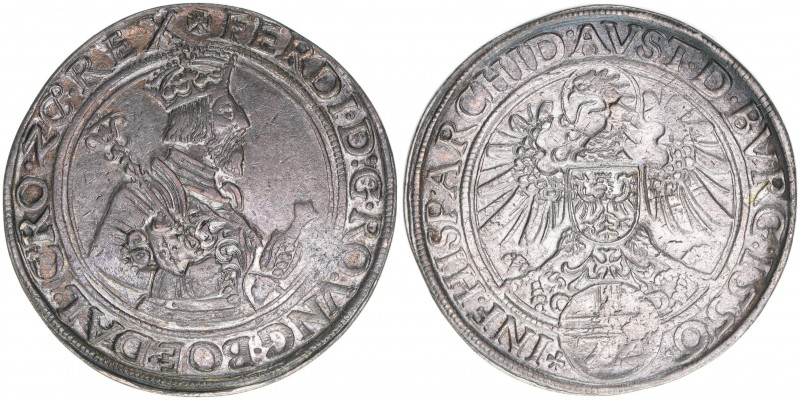 Ferdinand I. 1521-1564
Guldentaler zu 72 Kreuzer, 1556. Hall
30,81g
MZA Seite 39...