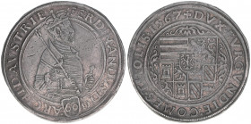 Erzherzog Ferdinand 1564-1595
Guldentaler, 1567. Hall
24,53g
MT197
ss/vz