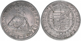 Erzherzog Ferdinand 1564-1595
Feldbindentaler, ohne Jahr. sehr selten
Hall
28,18g
MT Walze 11/I, Dav.8099B
ss/vz