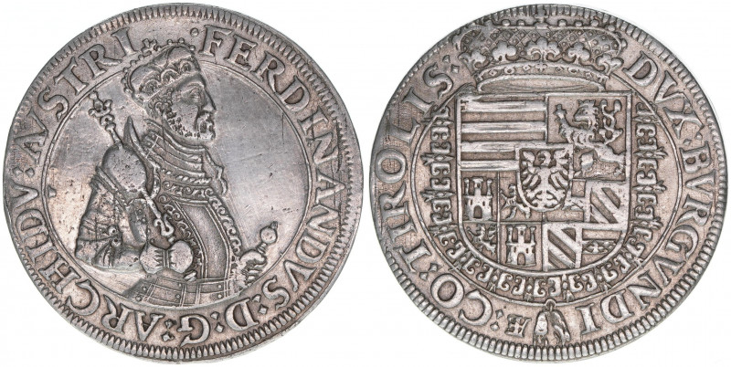 Erzherzog Ferdinand 1564-1595
Taler, ohne Jahr. Hall
28,23g
Voglhuber 87
ss/vz