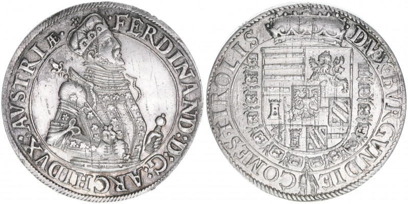 Erzherzog Ferdinand 1564-1595
Taler, ohne Jahr. seltene Variante
Hall
28,76g
Enz...