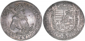Erzherzog Ferdinand 1564-1595
Taler, ohne Jahr. Hall
28,35g
Walze 11/11-V
justiert
ss/vz