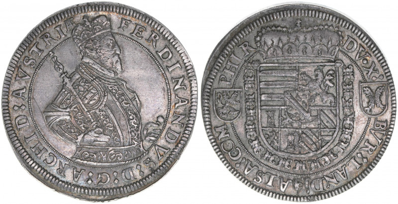 Erzherzog Ferdinand 1564-1595
Taler, ohne Jahr. Ensisheim
28,39g
Klemesch 186
vz