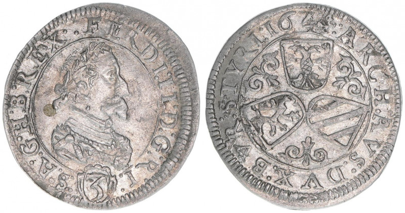 Ferdinand II. 1619-1637
3 Kreuzer, 1624. Graz
1,50g
Herinek 1075
vz-