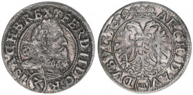 Ferdinand II. 1619-1637
Groschen, 1629 HR. Breslau
1,66g
Herinek 1286
ss