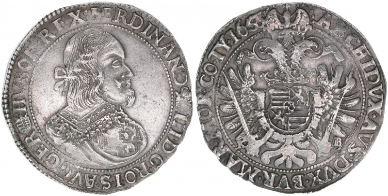 Ferdinand III. 1637-1657
Taler, 1653 KB. Kremnitz
28,63g
Herinek 484
ss/vz