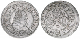Erzherzog Leopold V. 1619-1638
3 Kreuzer, ohne Jahr. Hall
1,70g
Hahn 18a
stfr