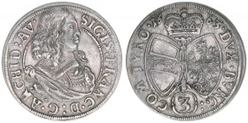 Erzherzog Sigismund Franz 1663-1665
3 Kreuzer, 1663. Hall
1,35g
Enz.11
ss+