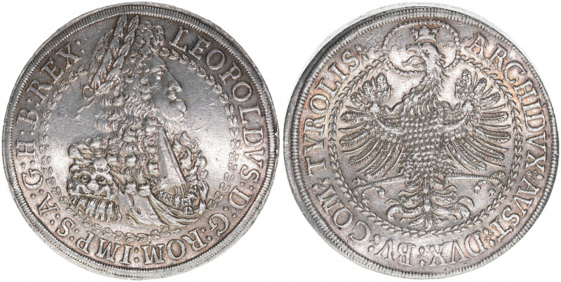 Leopold I. 1658-1705
Doppeltaler, ohne Jahr. älteres Portrait, Löwenkopftyp mit ...