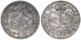 Leopold I. 1657-1705
3 Kreuzer, 1682. Löwenkopfschulter
Hall
1,48g
MT734
vz/stfr