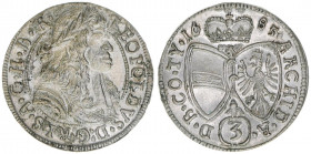 Leopold I. 1657-1705
3 Kreuzer, 1685. Ringe auf der Schulter
Hall
1,33g
MT740
vz+