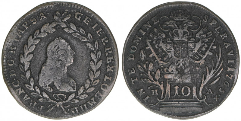 Franz I. Stephan 1745-1765
10 Kreuzer, 1765. Hall
3,66g
MT1020
ss