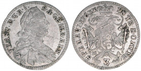 Franz I. Stephan 1745-1765
3 Kreuzer, 1763. Hall
1,75g
Eyp.681a
ss
