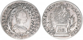 Maria Theresia 1740-1780
20 Kreuzer, 1763 KB. Kremnitz
6,51g
ANK 113
ss+