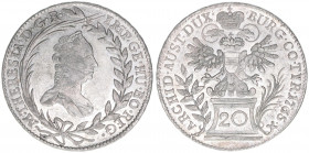 Maria Theresia 1740-1780
20 Kreuzer, 1765. Wien
6,63g
ANK 101
vz-