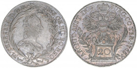 Maria Theresia 1740-1780
20 Kreuzer, 1765. Wien
6,58g
ANK 101
ss+