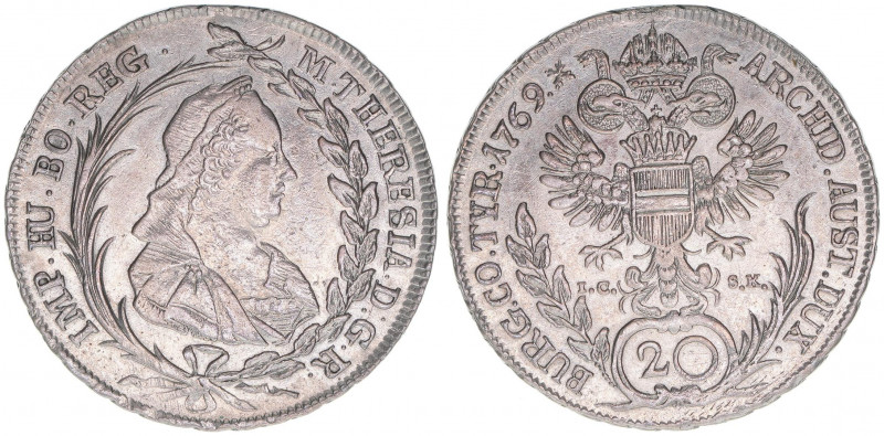 Maria Theresia 1740-1780
20 Kreuzer, 1769 IC-SK. Wien
6,61g
ANK102
vz/stfr