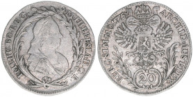 Maria Theresia 1740-1780
20 Kreuzer, 1775 EVS-IK. Prag
6,54g
ANK 110
ss/vz
