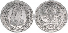 Maria Theresia 1740-1780
20 Kreuzer, 1777 EVS-IK. Prag
6,67g
ANK 110
vz/stfr
