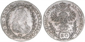 Maria Theresia 1740-1780
20 Kreuzer, 1778 EvS-IK. Prag
6,62g
ANK 110
vz+
