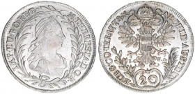 Maria Theresia 1740-1780
20 Kreuzer, 1778 IC-FA. Wien
6,63g
ANK 102
stfr-